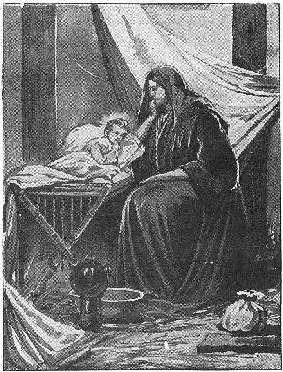 Mary and baby in manger