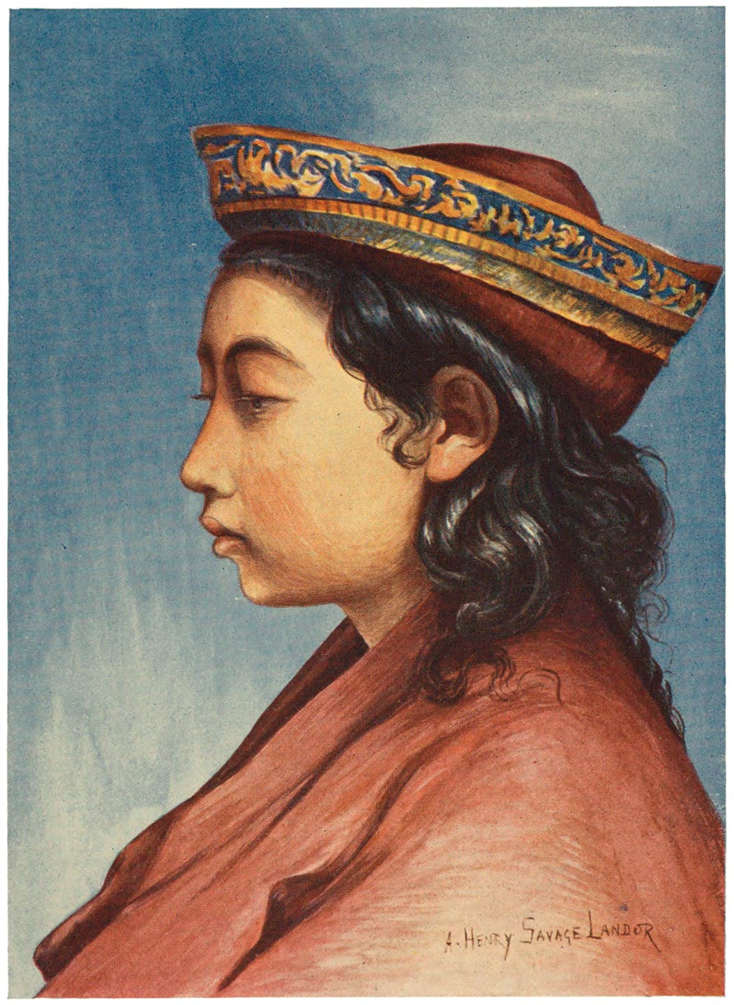Tibetan Boy in his Gold-embroidered Hat