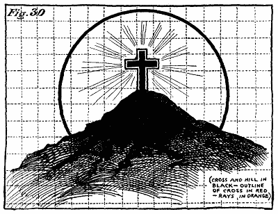 Figure 30: A cross on a hill with rays emanating from it.