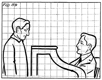 Figure 89: A man seated at a desk, with another unhappy man standing before him.
