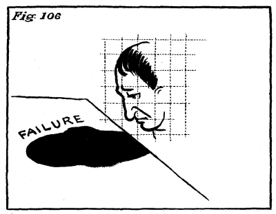 Figure 106: A man sadly looking at the word 'Failure'.