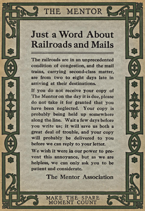 Back cover page: Just a Word About Railroads and Mails