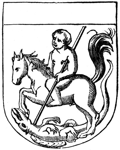 naked man on horseback and serpent