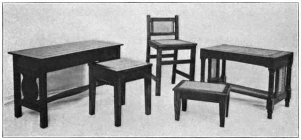 Two tables, two stools and a chair