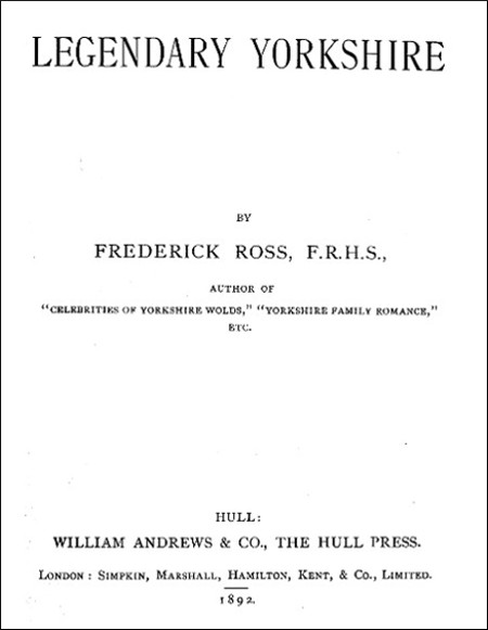 Title page for Legendary Yorkshire